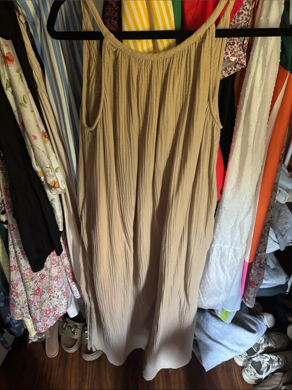 Women's Sleeveless Beige maxi Dress